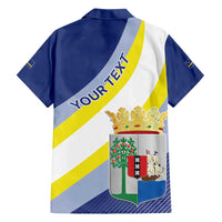 Personalized Curacao Coat of Arms Family Matching Short Sleeve Bodycon Dress and Hawaiian Shirt Map Flag Style