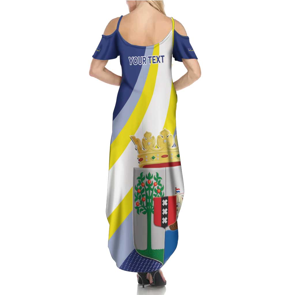 Personalized Curacao Coat of Arms Family Matching Summer Maxi Dress and Hawaiian Shirt Map Flag Style