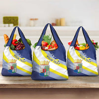 Personalized Curacao Coat of Arms Grocery Bag Map Flag Style