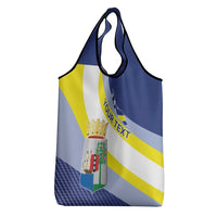 Personalized Curacao Coat of Arms Grocery Bag Map Flag Style