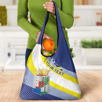 Personalized Curacao Coat of Arms Grocery Bag Map Flag Style