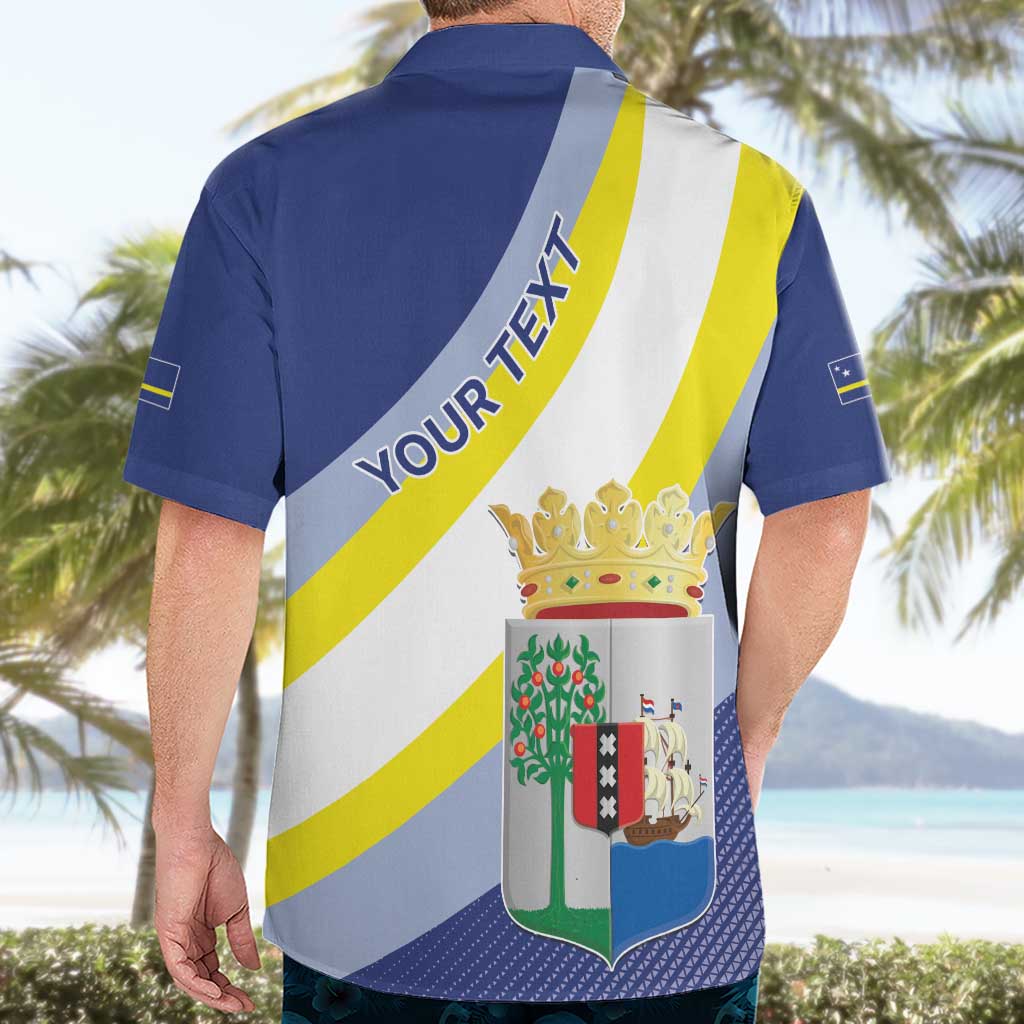 Personalized Curacao Coat of Arms Hawaiian Shirt Map Flag Style