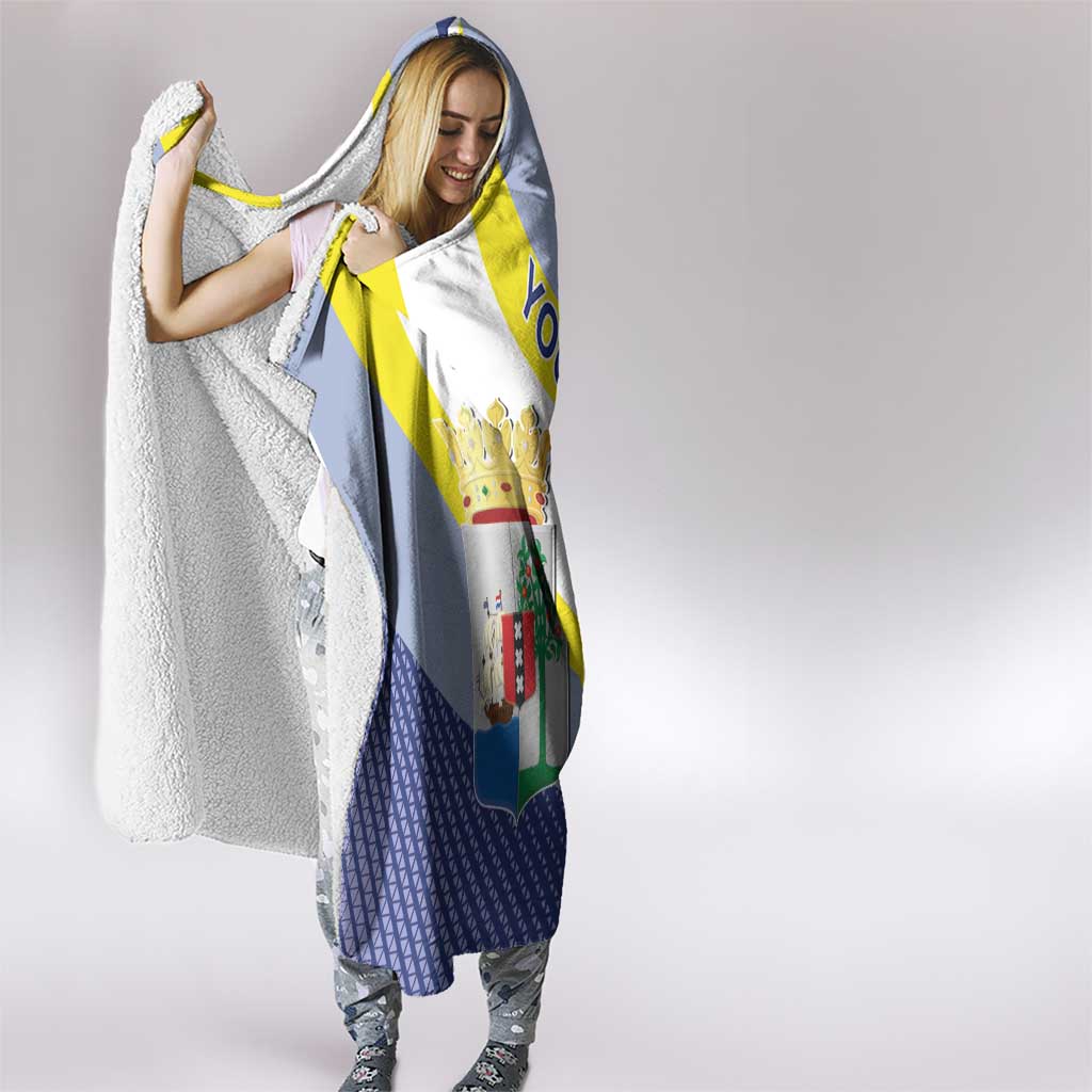 Personalized Curacao Coat of Arms Hooded Blanket Map Flag Style