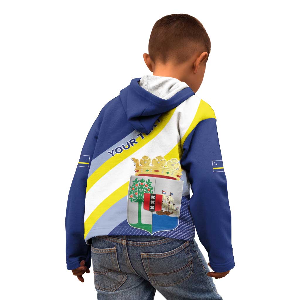 Personalized Curacao Coat of Arms Kid Hoodie Map Flag Style