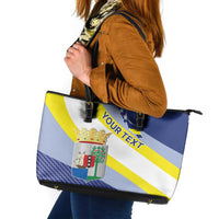 Personalized Curacao Coat of Arms Leather Tote Bag Map Flag Style