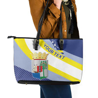 Personalized Curacao Coat of Arms Leather Tote Bag Map Flag Style