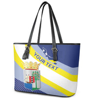 Personalized Curacao Coat of Arms Leather Tote Bag Map Flag Style