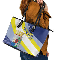 Personalized Curacao Coat of Arms Leather Tote Bag Map Flag Style