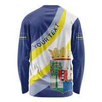 Personalized Curacao Coat of Arms Long Sleeve Shirt Map Flag Style