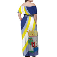 Personalized Curacao Coat of Arms Off Shoulder Maxi Dress Map Flag Style