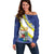Personalized Curacao Coat of Arms Off Shoulder Sweater Map Flag Style