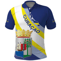 Personalized Curacao Coat of Arms Polo Shirt Map Flag Style