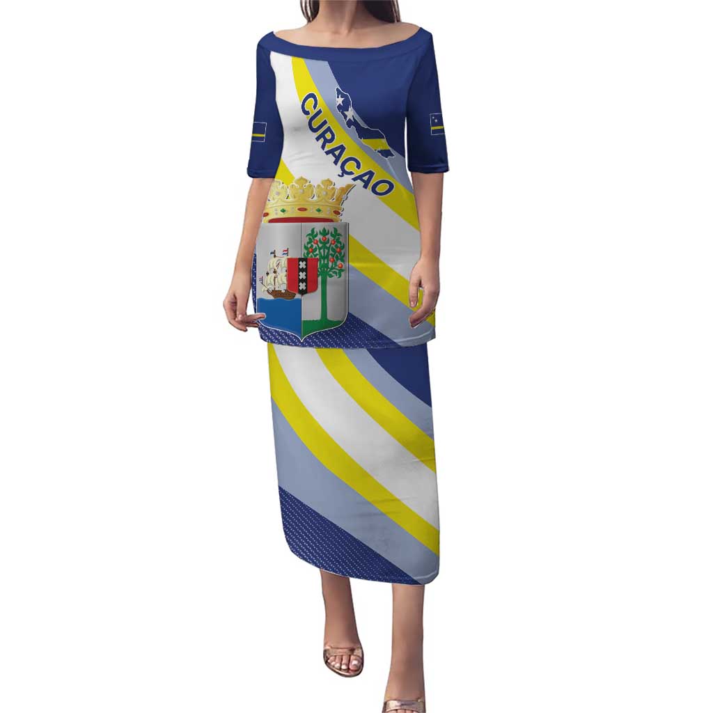 Personalized Curacao Coat of Arms Puletasi Map Flag Style