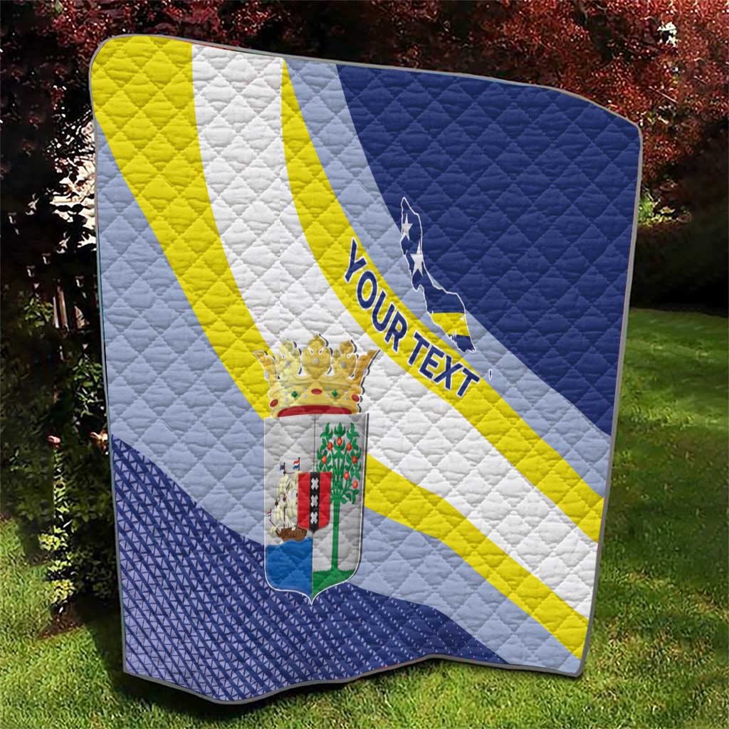 Personalized Curacao Coat of Arms Quilt Map Flag Style