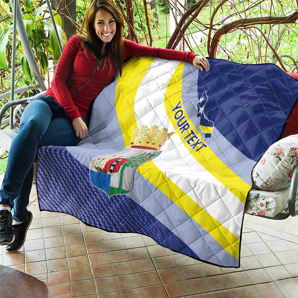 Personalized Curacao Coat of Arms Quilt Map Flag Style