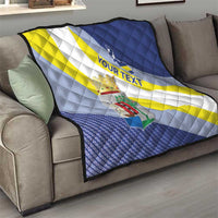 Personalized Curacao Coat of Arms Quilt Map Flag Style