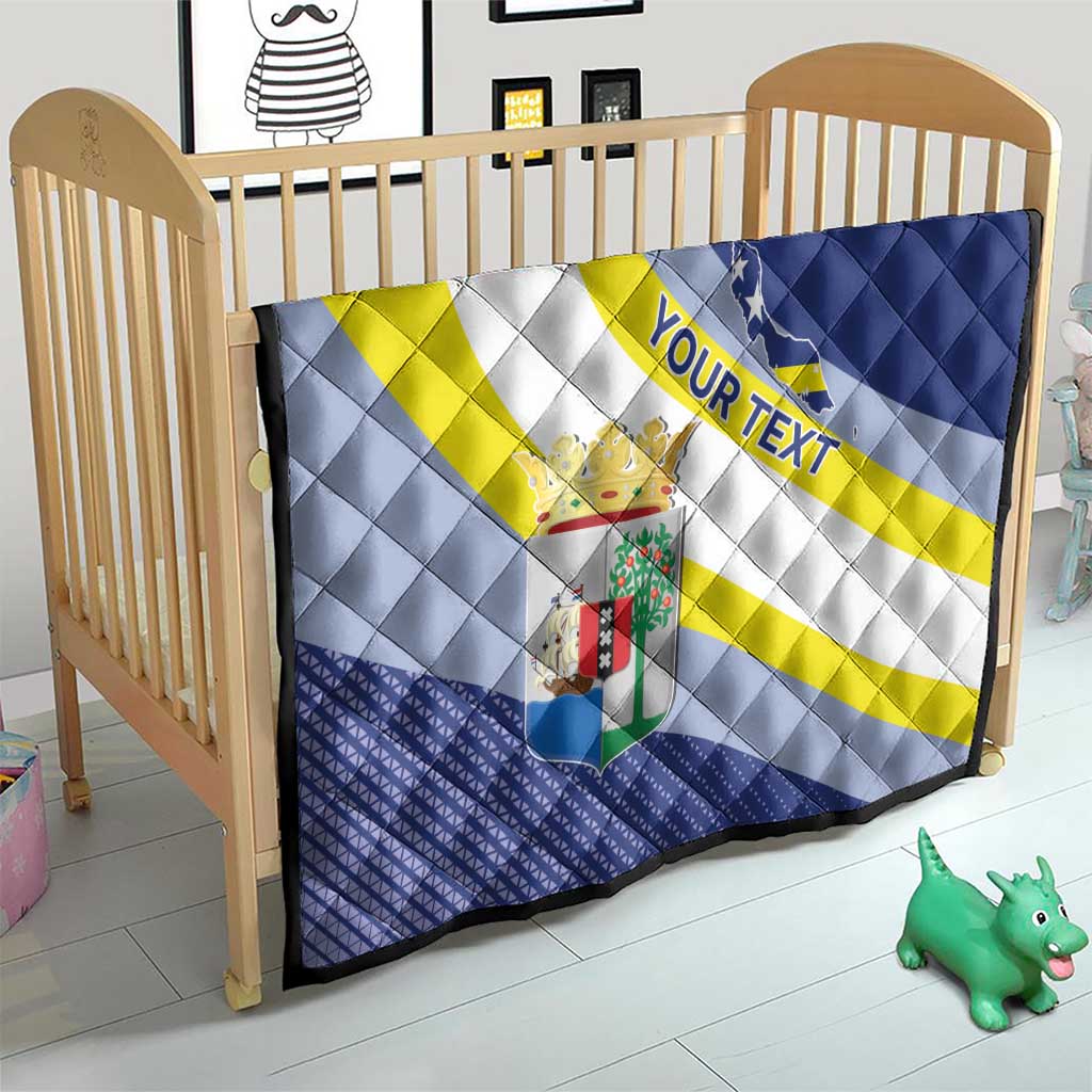 Personalized Curacao Coat of Arms Quilt Map Flag Style