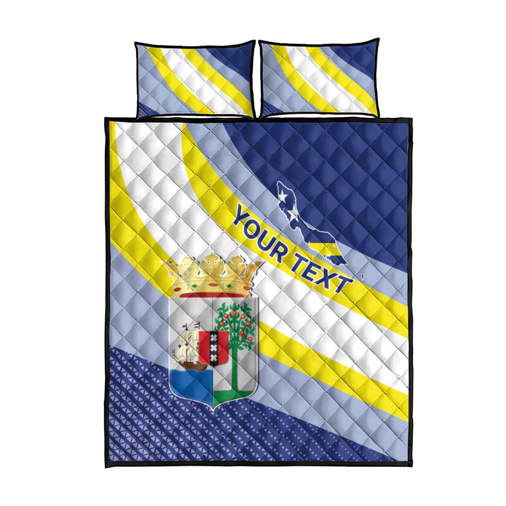 Personalized Curacao Coat of Arms Quilt Bed Set Map Flag Style