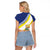 Personalized Curacao Coat of Arms Raglan Cropped T Shirt Map Flag Style