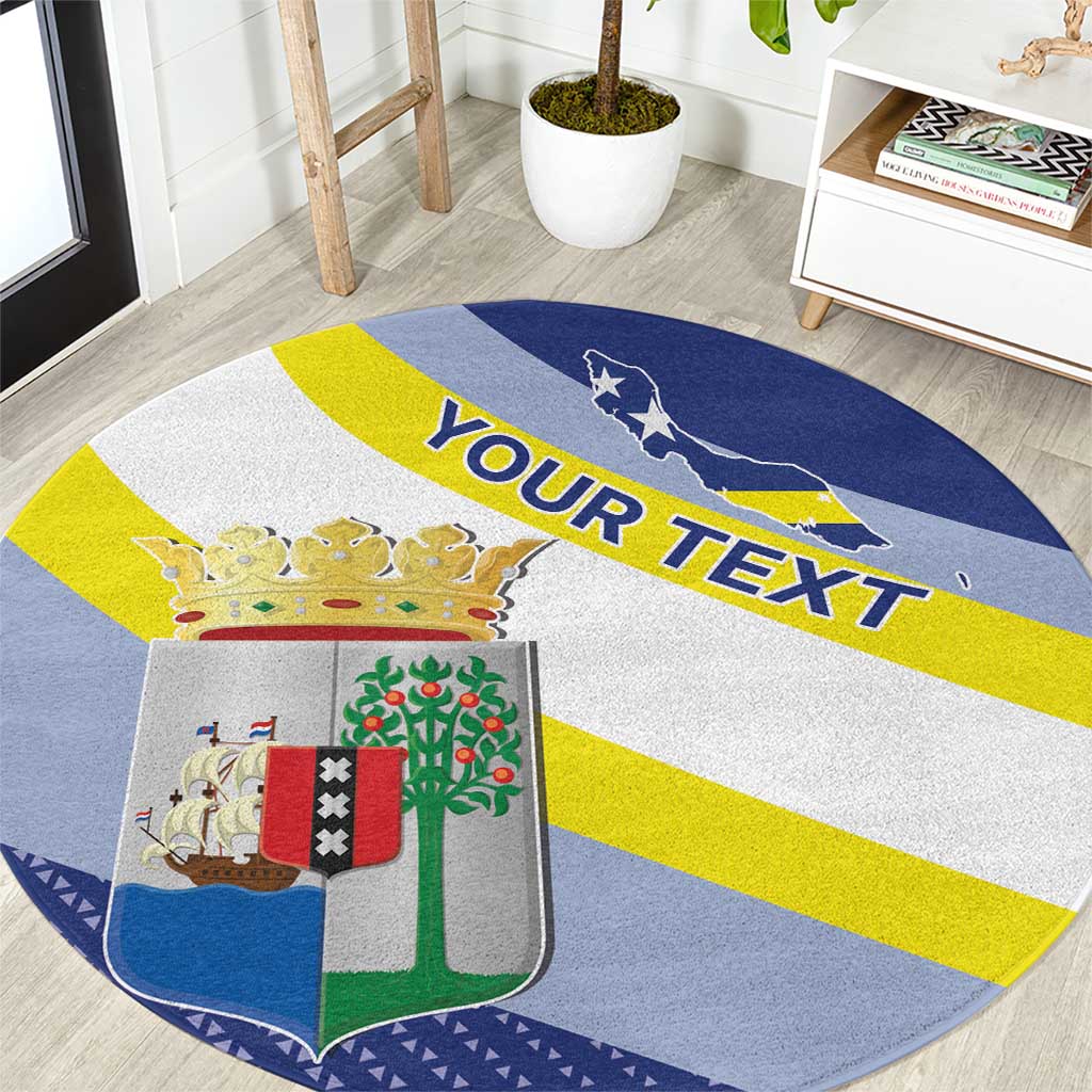 Personalized Curacao Coat of Arms Round Carpet Map Flag Style