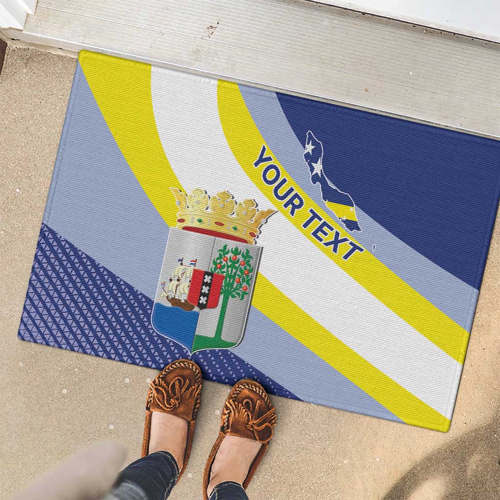 Personalized Curacao Coat of Arms Rubber Doormat Map Flag Style