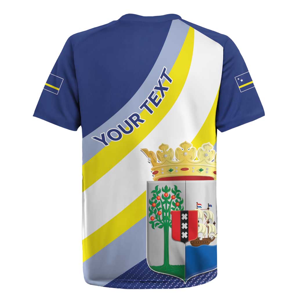 Personalized Curacao Coat of Arms Rugby Jersey Map Flag Style