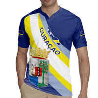 Personalized Curacao Coat of Arms Rugby Jersey Map Flag Style