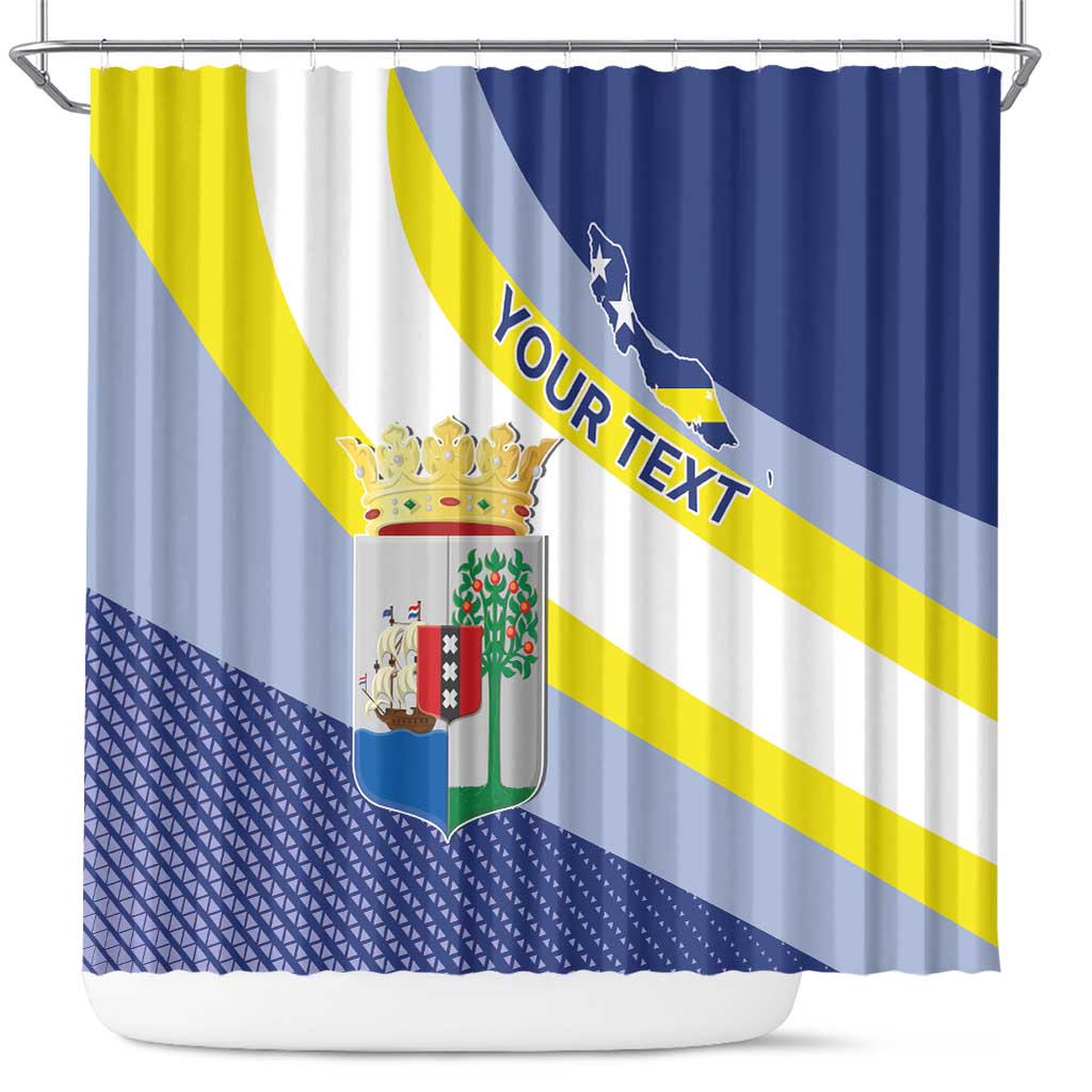 Personalized Curacao Coat of Arms Shower Curtain Map Flag Style