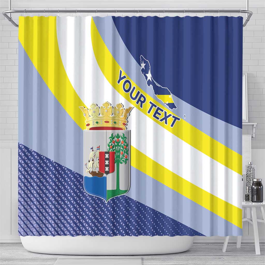 Personalized Curacao Coat of Arms Shower Curtain Map Flag Style