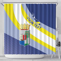 Personalized Curacao Coat of Arms Shower Curtain Map Flag Style