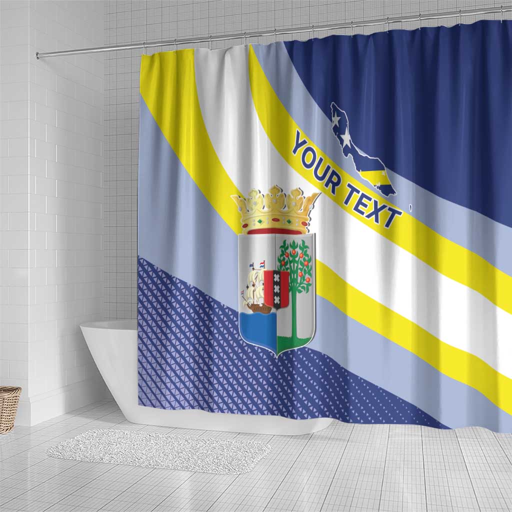 Personalized Curacao Coat of Arms Shower Curtain Map Flag Style