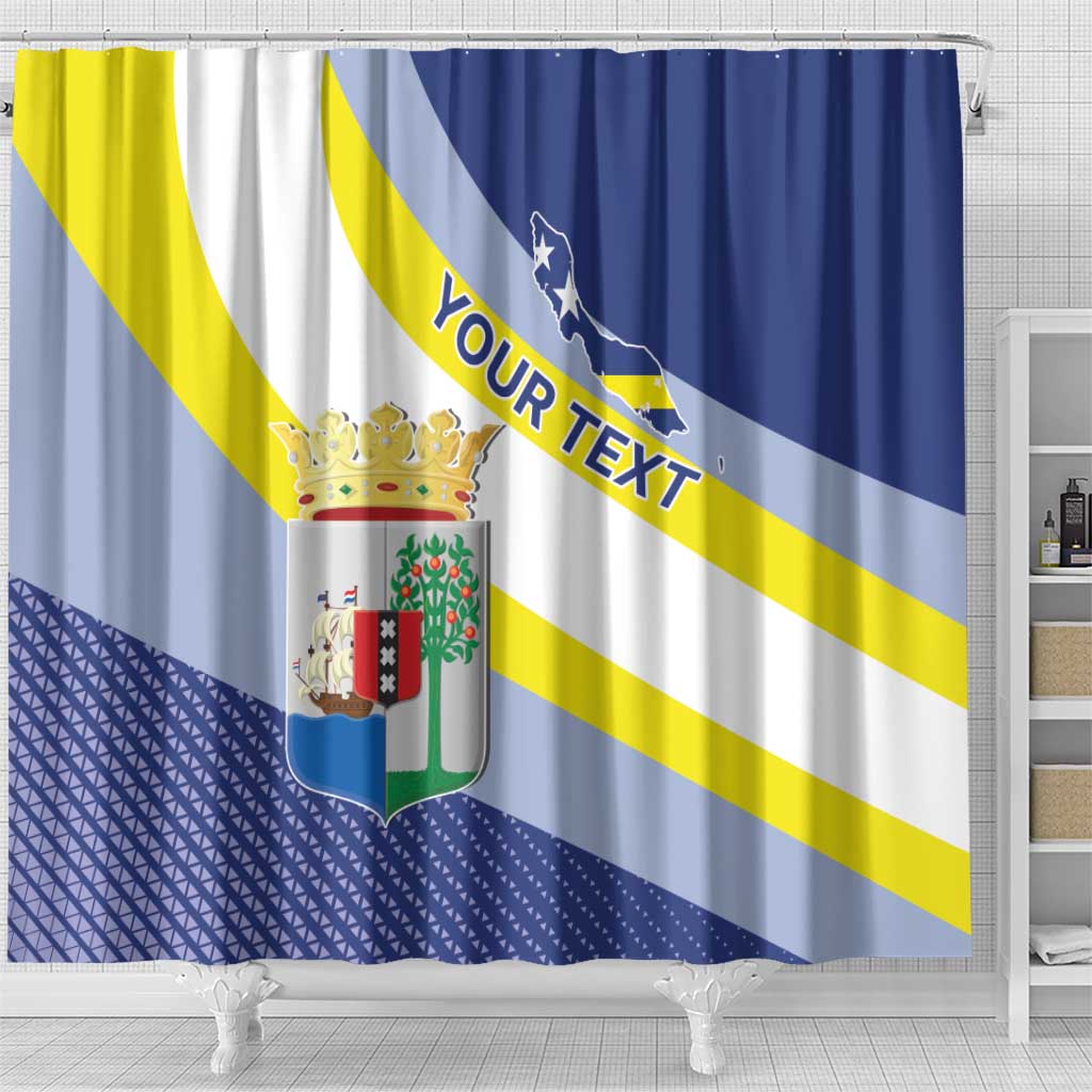 Personalized Curacao Coat of Arms Shower Curtain Map Flag Style