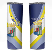 Personalized Curacao Coat of Arms Skinny Tumbler Map Flag Style