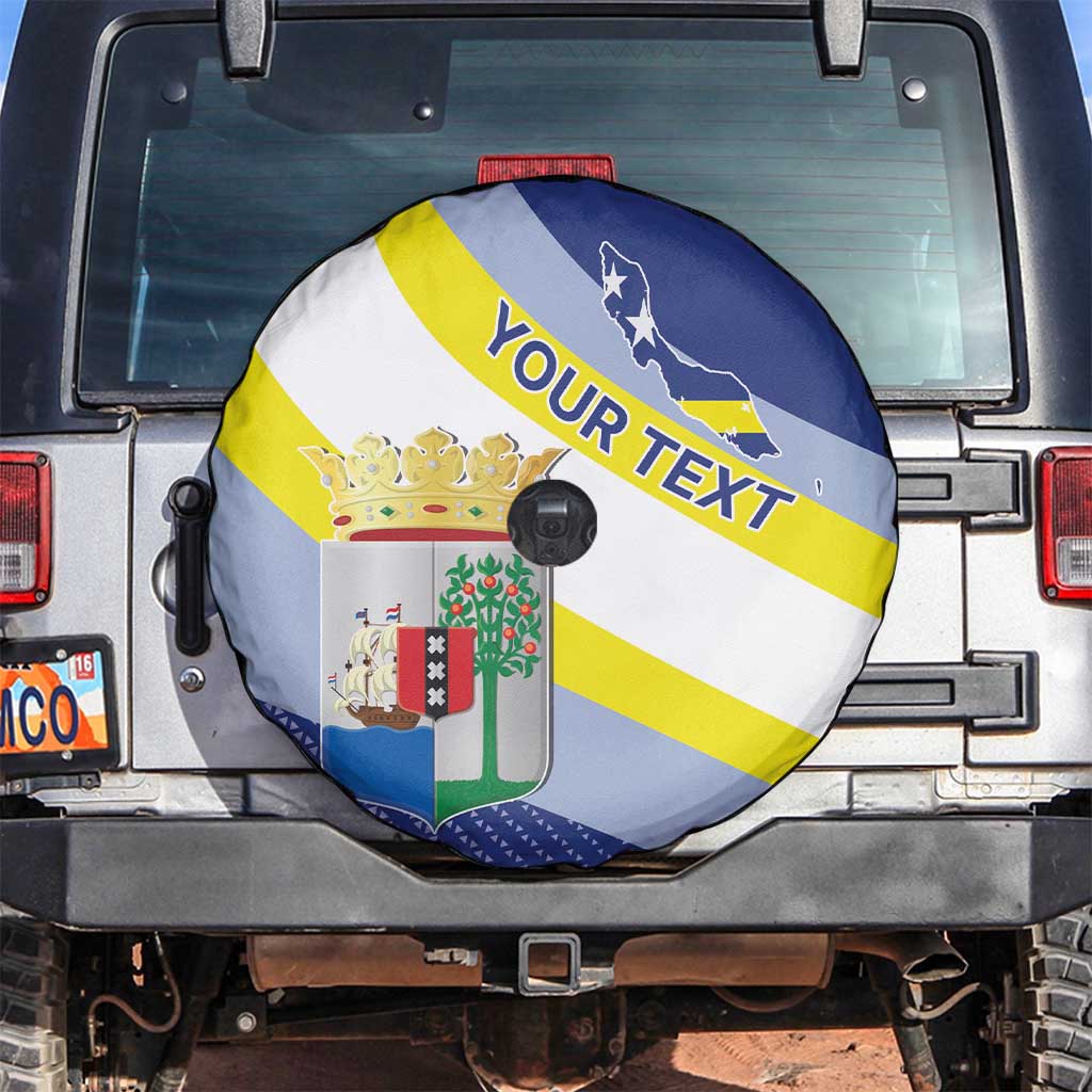 Personalized Curacao Coat of Arms Spare Tire Cover Map Flag Style
