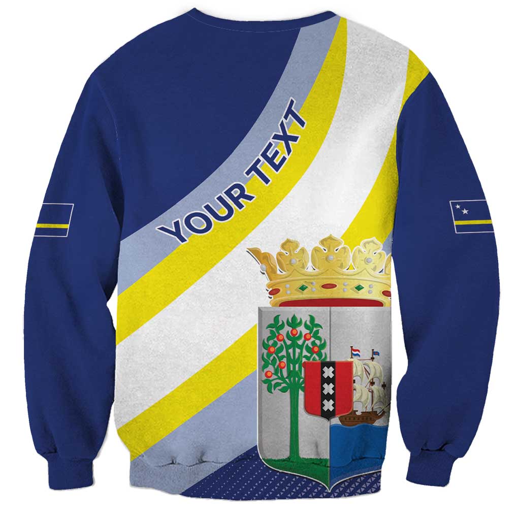 Personalized Curacao Coat of Arms Sweatshirt Map Flag Style