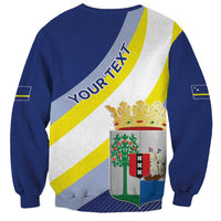 Personalized Curacao Coat of Arms Sweatshirt Map Flag Style