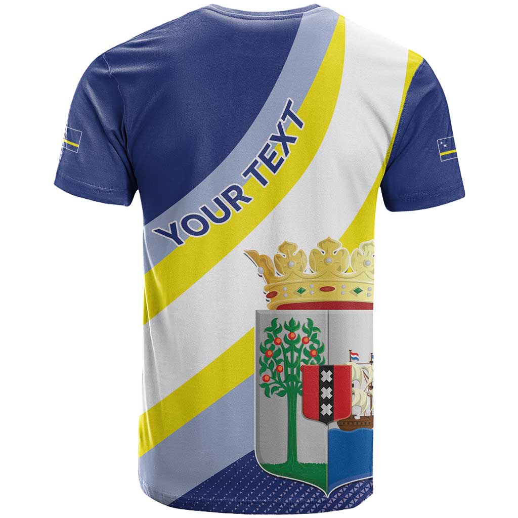Personalized Curacao Coat of Arms T Shirt Map Flag Style