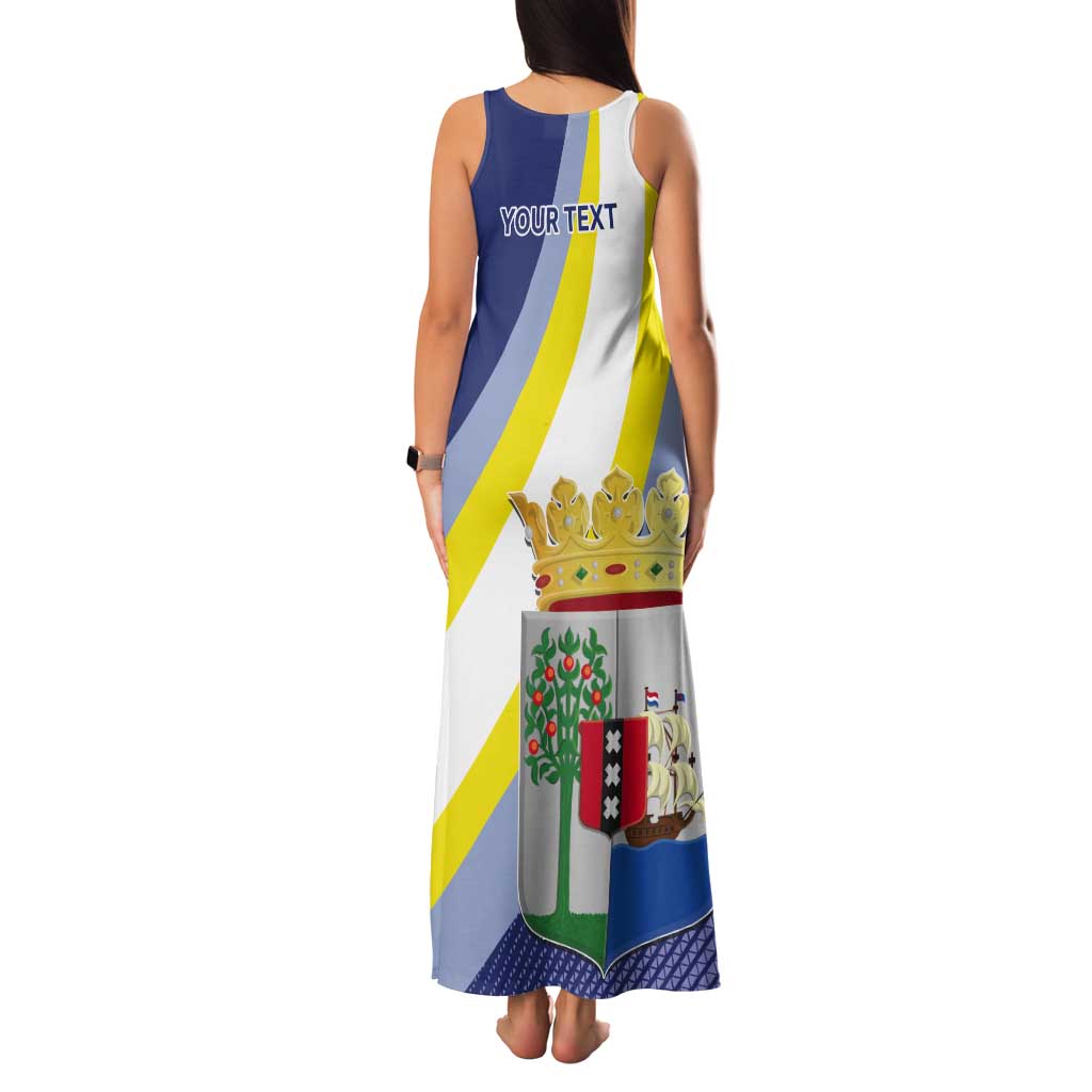 Personalized Curacao Coat of Arms Tank Maxi Dress Map Flag Style