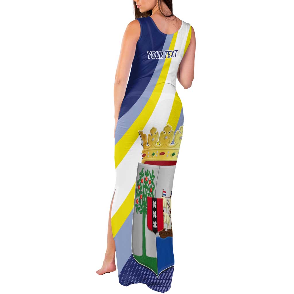Personalized Curacao Coat of Arms Tank Maxi Dress Map Flag Style