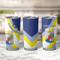 Personalized Curacao Coat of Arms Tumbler Cup Map Flag Style