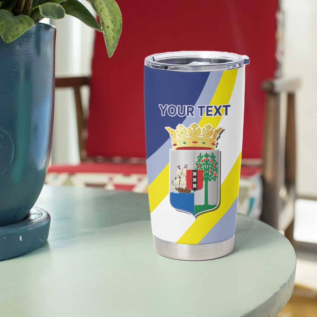 Personalized Curacao Coat of Arms Tumbler Cup Map Flag Style