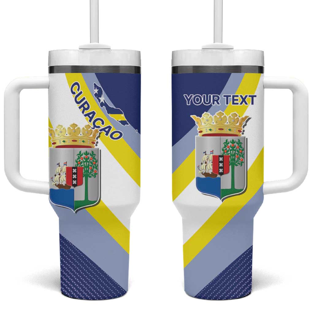 Personalized Curacao Coat of Arms Tumbler With Handle Map Flag Style