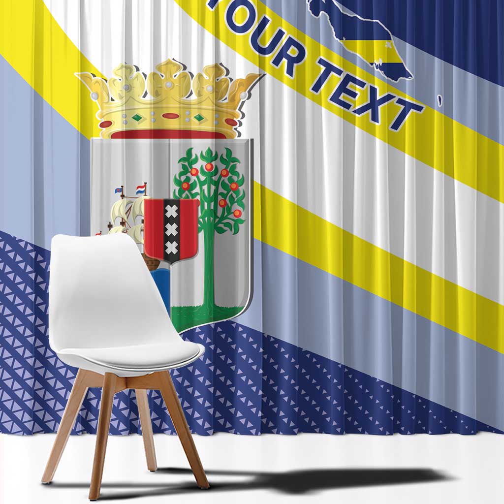 Personalized Curacao Coat of Arms Window Curtain Map Flag Style