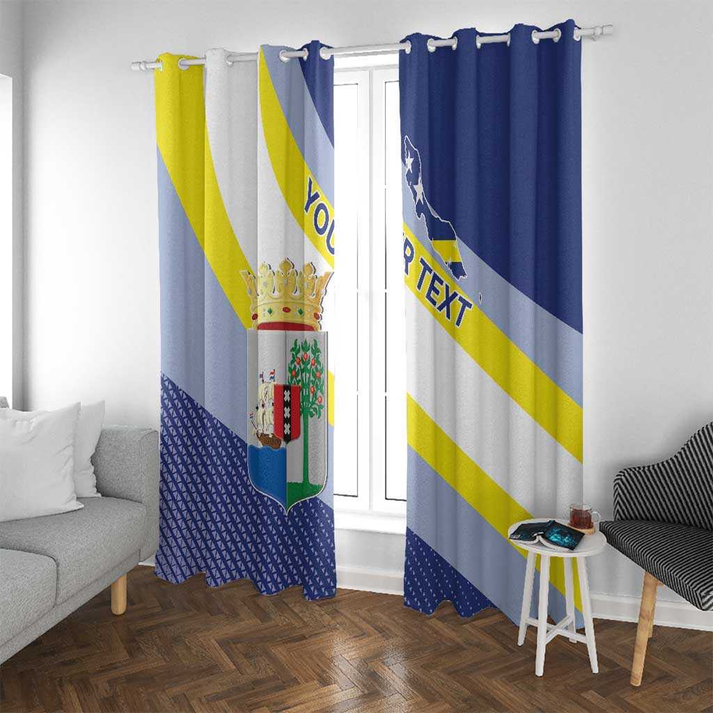 Personalized Curacao Coat of Arms Window Curtain Map Flag Style