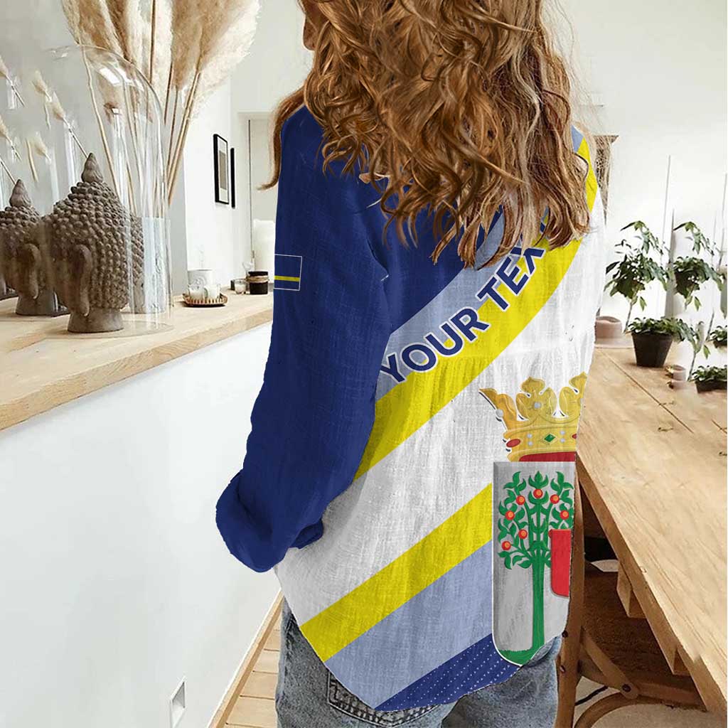 Personalized Curacao Coat of Arms Women Casual Shirt Map Flag Style