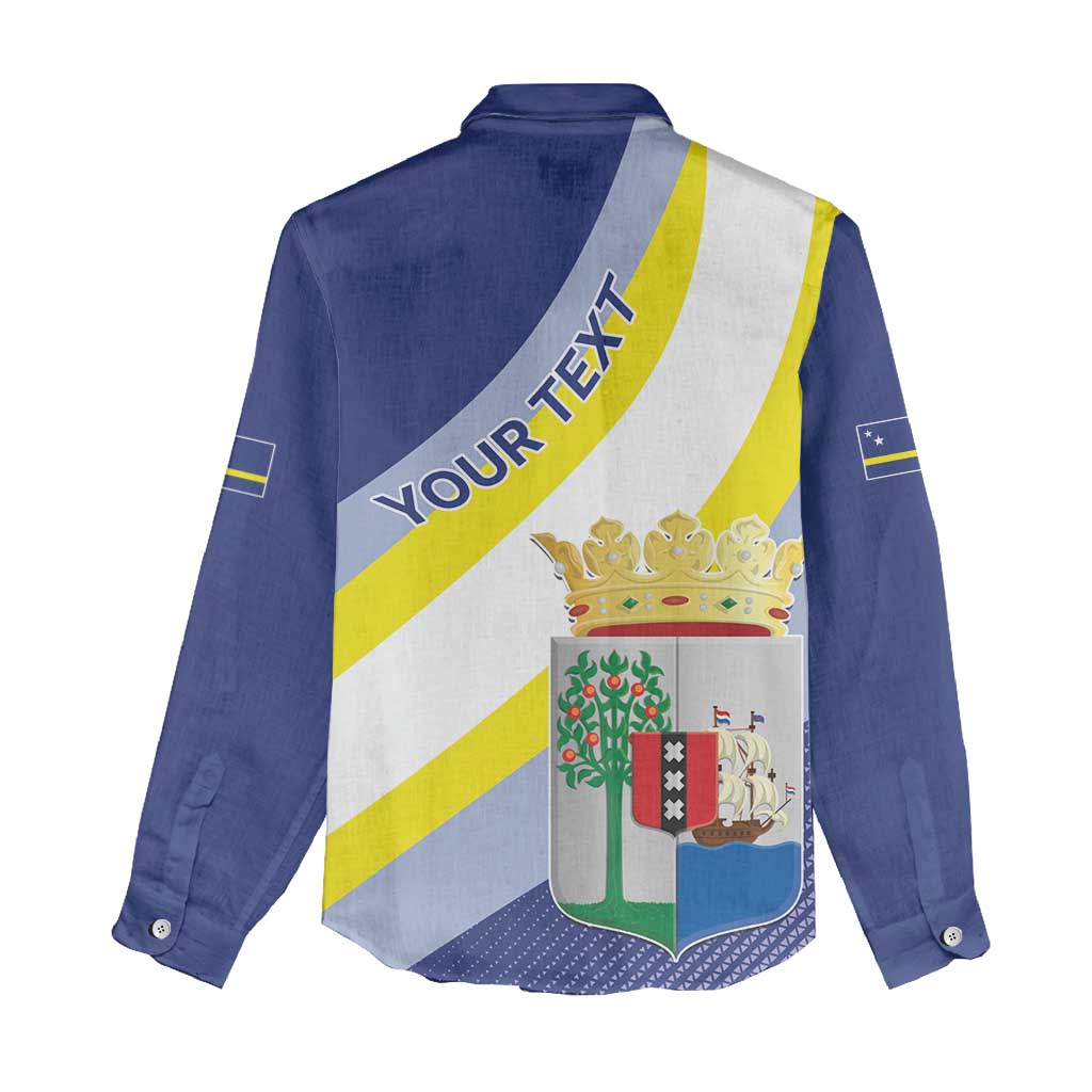 Personalized Curacao Coat of Arms Women Casual Shirt Map Flag Style