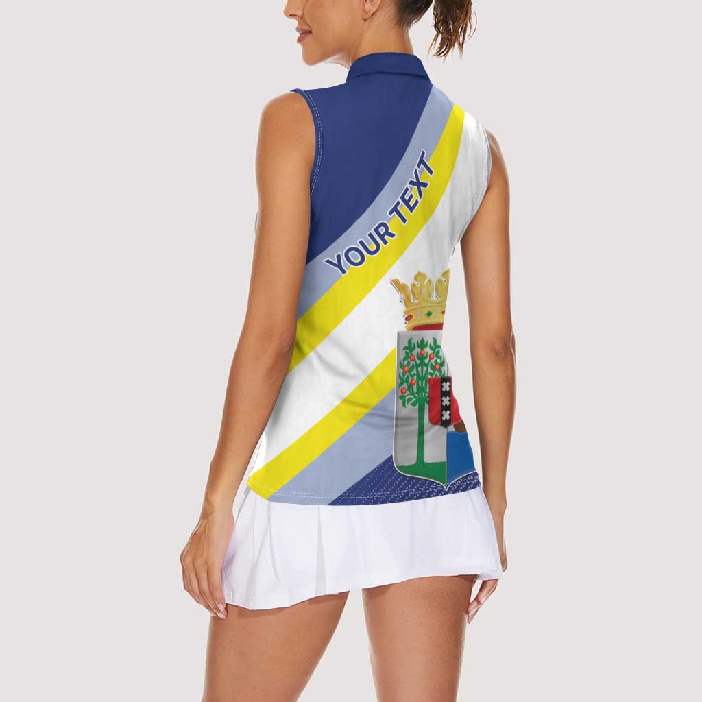 Personalized Curacao Coat of Arms Women Sleeveless Polo Shirt Map Flag Style