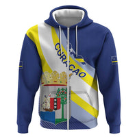 Personalized Curacao Coat of Arms Zip Hoodie Map Flag Style