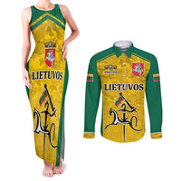 Republic of Lithuania Football Couples Matching Tank Maxi Dress and Long Sleeve Button Shirt Sporty Style