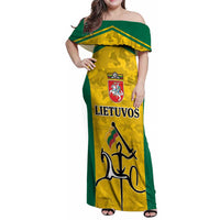 Republic of Lithuania Football Family Matching Off Shoulder Maxi Dress and Hawaiian Shirt Sporty Style